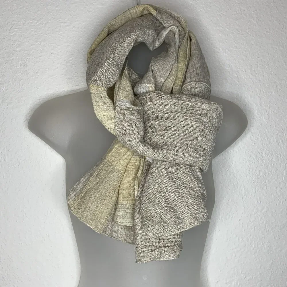 Marilu Italy Womens Lightweight Patchwork Scarf Beach Wrap Beige Tan 25